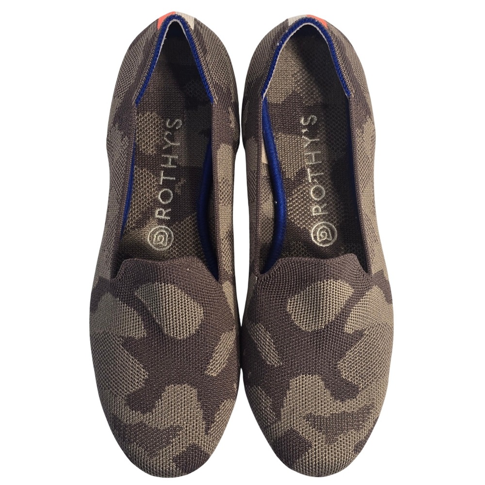 NEW Rothys The Loafer MINK Grey Camo Knit Flat Shoes Womens 9 Soft Slip On - Picture 3 of 13